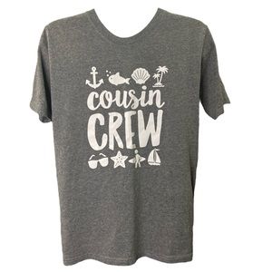 Instant Message Youth XL Gray Long sleeve T-Shirt “Cousin Crew” Beach Seashells